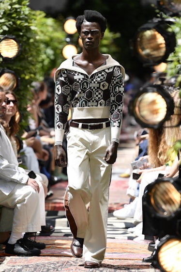 LONDON, UNITED KINGDOM - JUNE 12: A model walks the runway during the Ahluwalia Ready to Wear Spring...